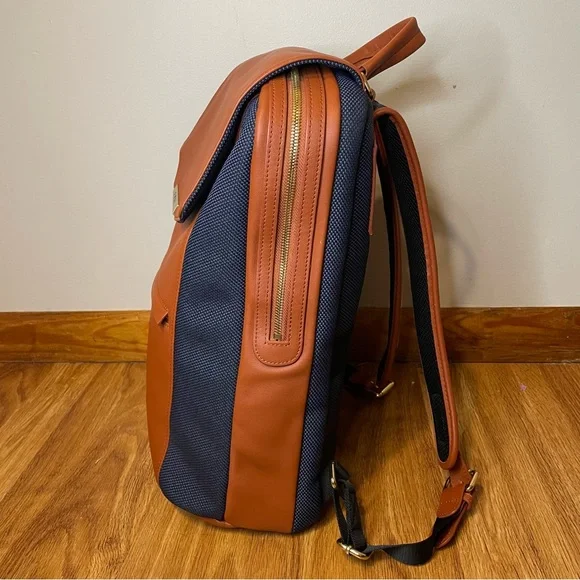 P.Mai Valletta Executive Backpack Cognac Navy Leather - Picture 4 of 12